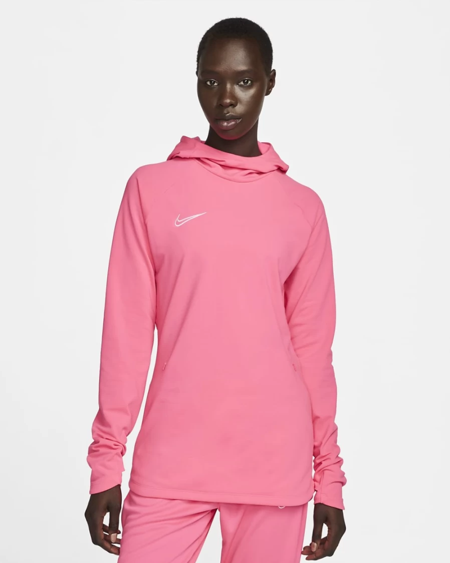 Nike Dri-FIT Academy Women's Hoodie - Hyper Pink/White - Lightweight Training Sweatshirt