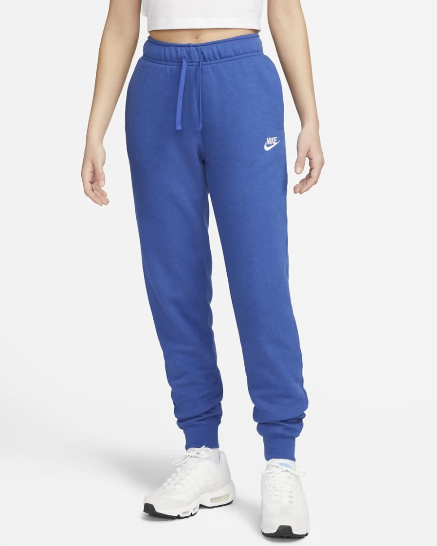 Nike Women's Sportswear Club Fleece Mid-Rise Joggers in Hyper Royal/Heather/White - Comfortable Athletic Sweatpants