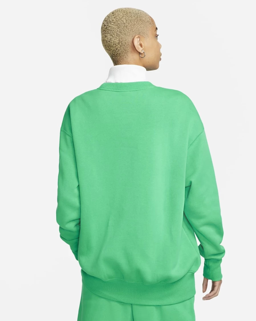 Nike Women's Stadium Green/White Oversized Phoenix Fleece Crewneck Sweatshirt | Sportswear