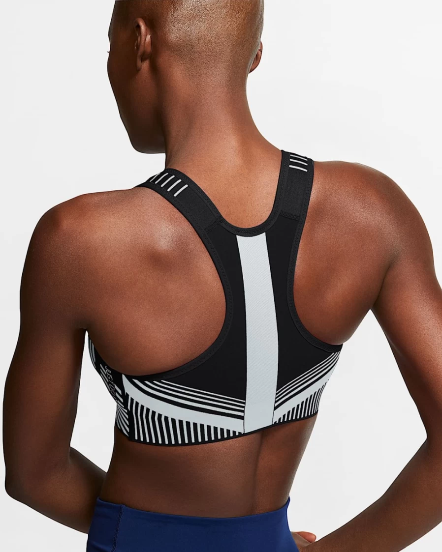 Nike Women's FE/NOM Flyknit High-Support Sports Bra - Black, Grey, White Non-Padded Workout Top