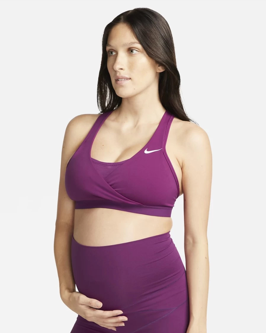 Nike Women's Viotech Medium-Support Padded Maternity Sports Bra with Swoosh Design