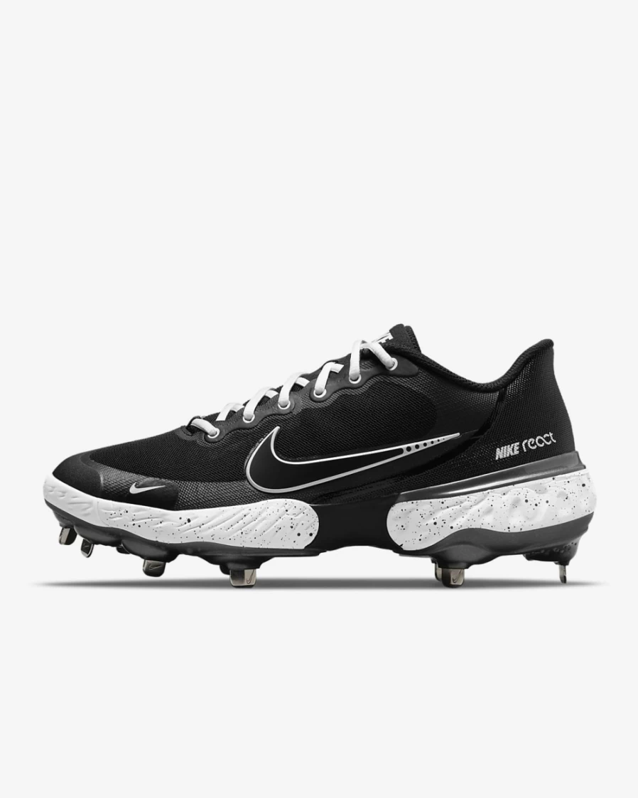 Nike Alpha Huarache Elite 3 Low Baseball Cleats for Men & Women - Black/White/Metallic Dark Grey