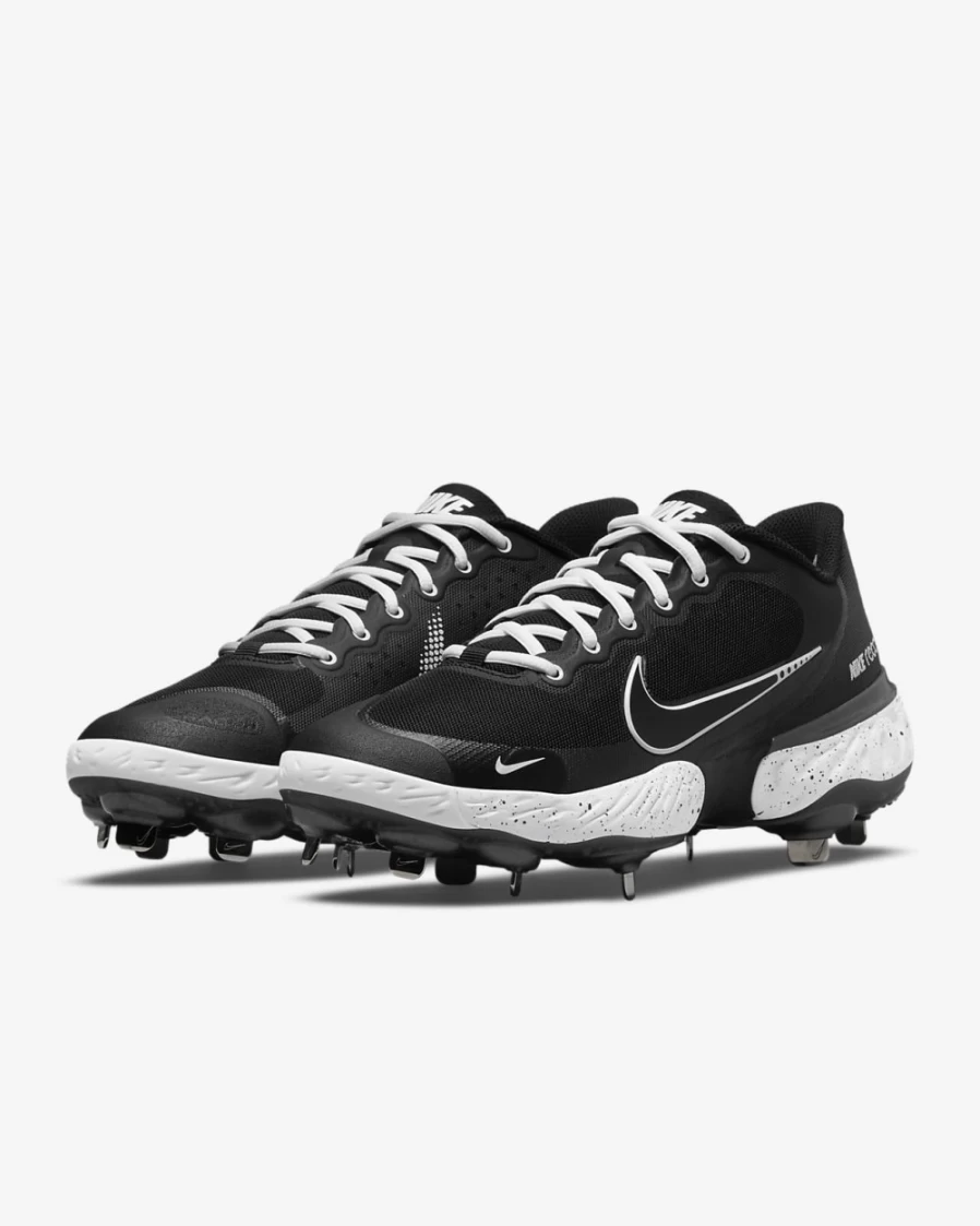 Nike Alpha Huarache Elite 3 Low Baseball Cleats for Men & Women - Black/White/Metallic Dark Grey