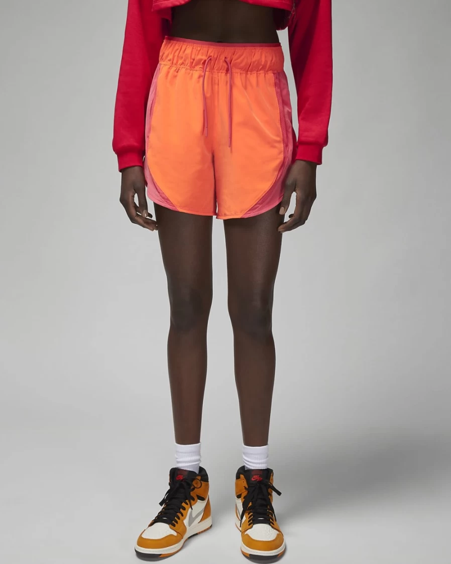 Nike Jordan Sport Women's Shorts in Safety Orange, Fire Red, and Lobster Colors