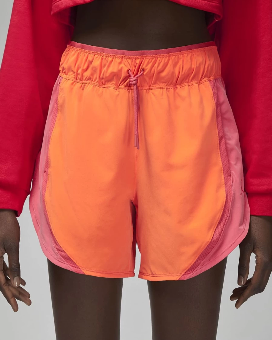 Nike Jordan Sport Women's Shorts in Safety Orange, Fire Red, and Lobster Colors