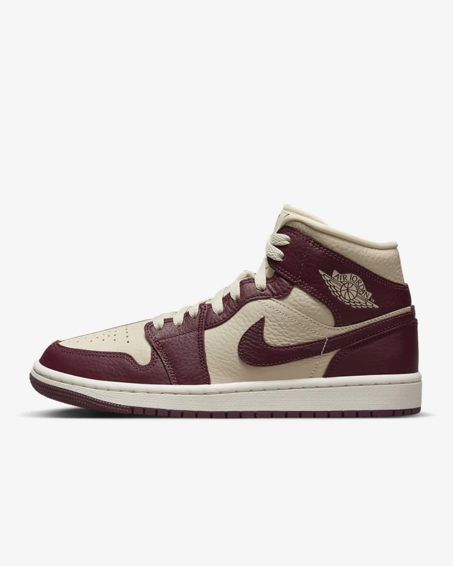Nike Air Jordan 1 Mid SE Women's Shoes - Beach/Sail/Cherrywood Red
