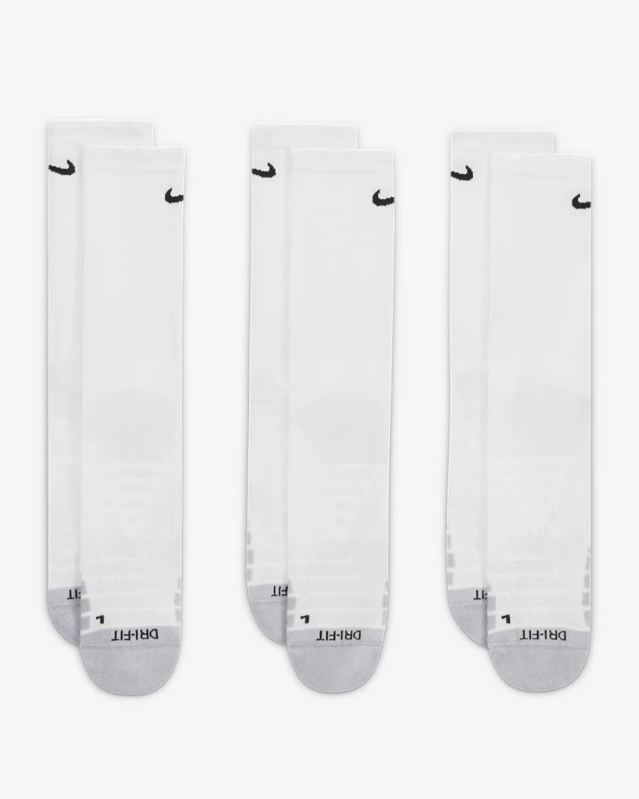 Nike Everyday Max Cushioned Training Crew Socks 3-Pack for Men & Women - White/Wolf Grey/Black
