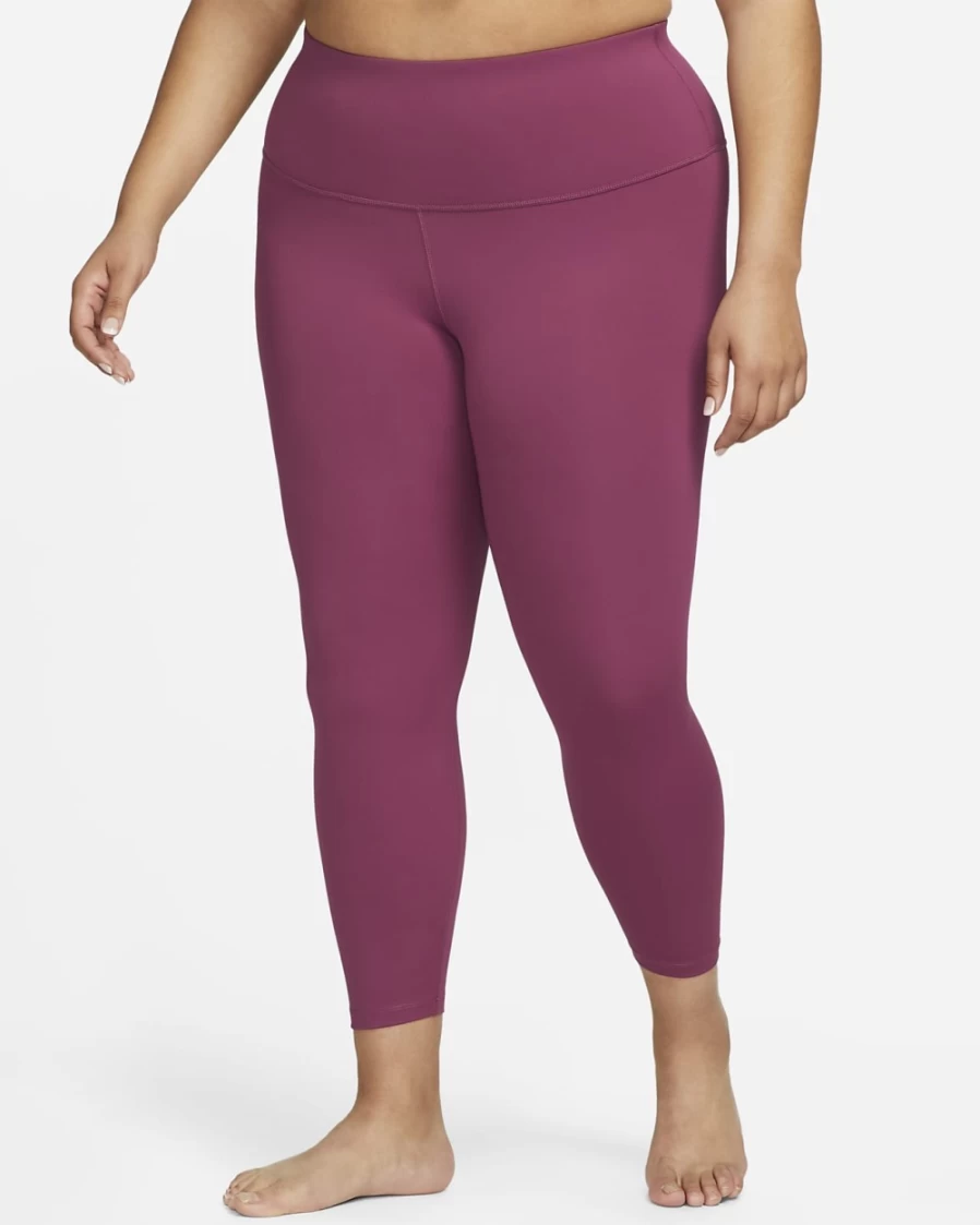Nike Women's High-Waisted 7/8 Yoga Leggings in Rosewood/Particle Grey - Plus Size Workout Tights