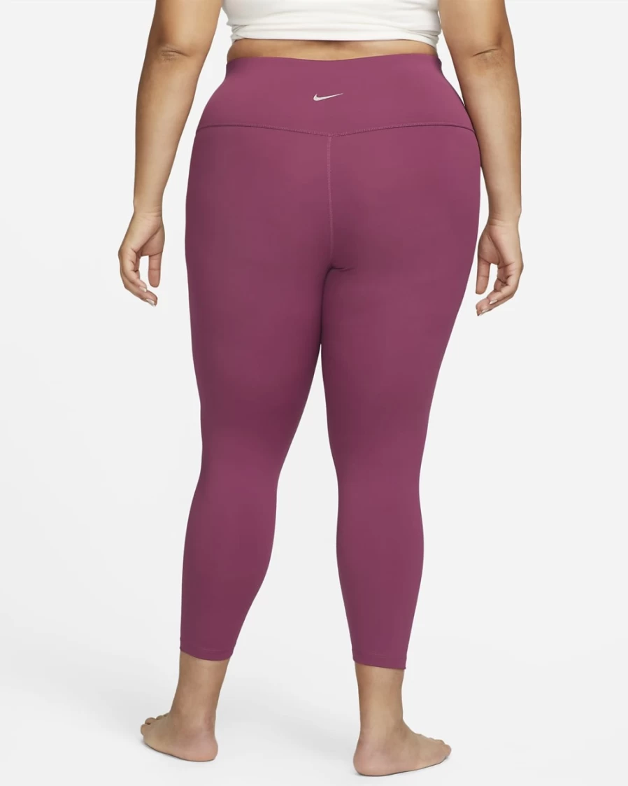 Nike Women's High-Waisted 7/8 Yoga Leggings in Rosewood/Particle Grey - Plus Size Workout Tights