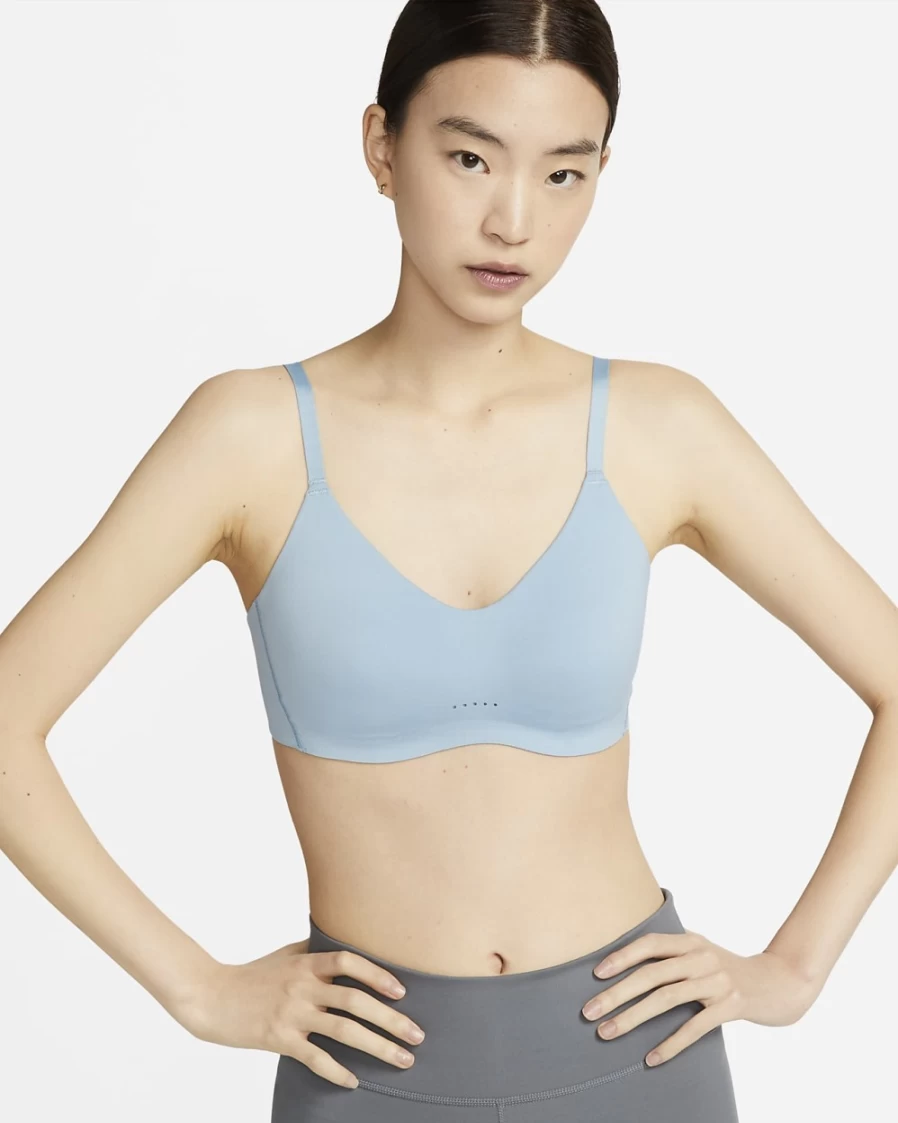Nike Alate Minimalist Light-Support Padded Sports Bra for Women - Worn Blue/Worn Blue/Aura