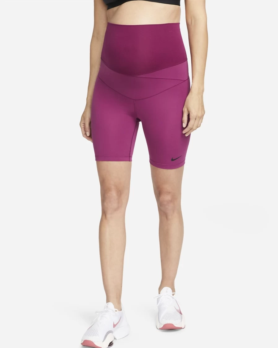 Nike Women's Maternity 7" Biker Shorts in Sangria/Black - One (M) Series
