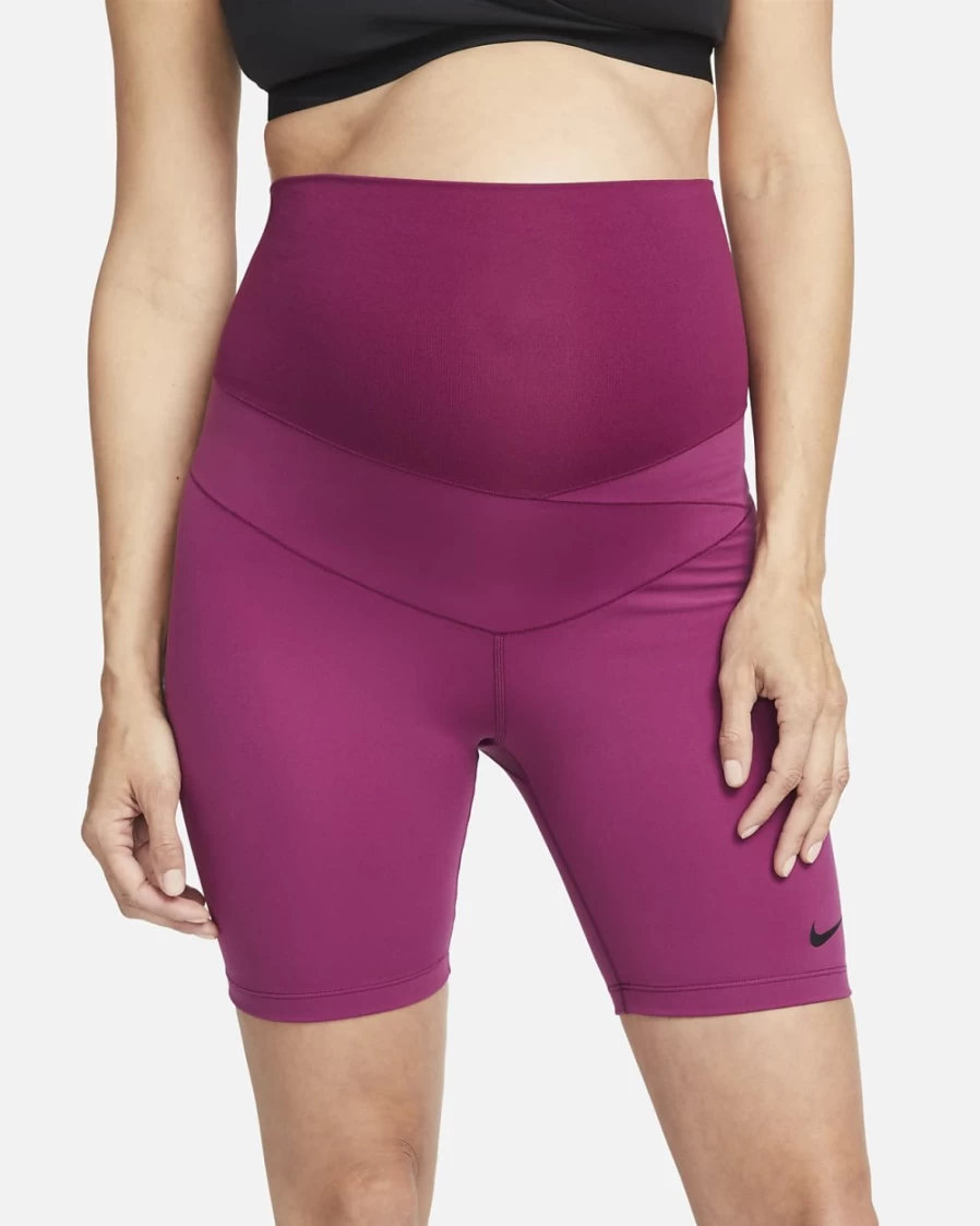 Nike Women's Maternity 7" Biker Shorts in Sangria/Black - Comfort & Style for Active Moms