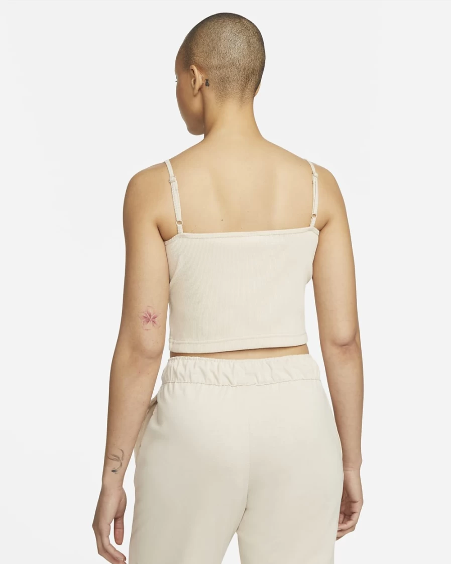 Nike Women's Ribbed Crop Top - Sanddrift/White | Sportswear Essential