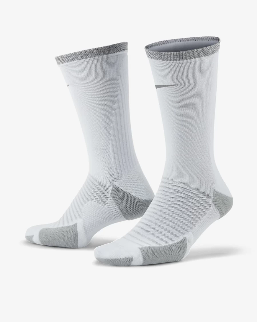 Nike Spark Cushioned White Running Socks for Men & Women - Crew Comfort Athletic Socks