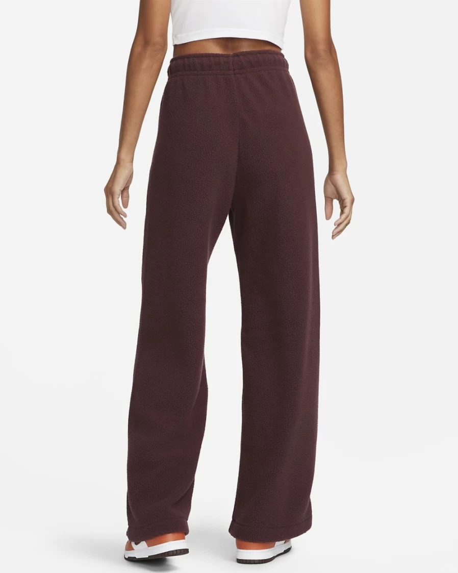 Nike Women's Burgundy Crush/Black Plush Sportswear Pants - Comfortable Athletic Lounge Pants