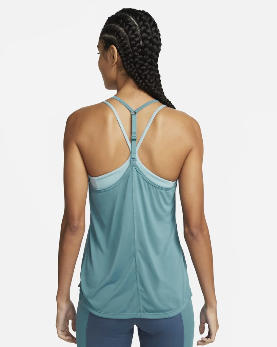Nike Dri-FIT One Elastika Women's Tank Top - Noise Aqua/White - Moisture-Wicking Standard Fit Workout Shirt