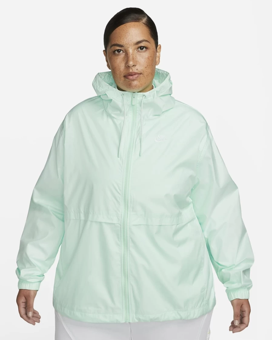 Nike Women's Plus Size Mint Foam Woven Jacket - Sportswear Essential Repel Lightweight Water-Resistant