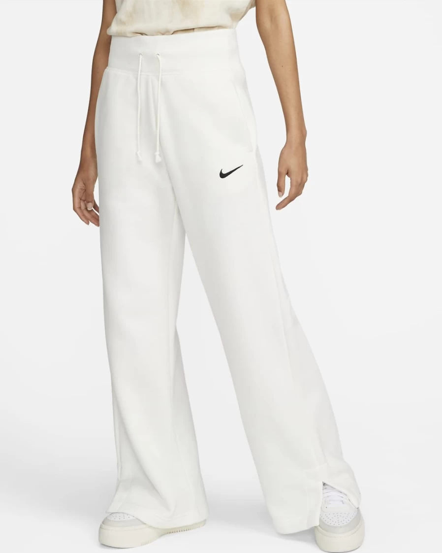 Nike Women's High-Waisted Wide-Leg Sweatpants - Sail/Black - Phoenix Fleece Comfort & Style