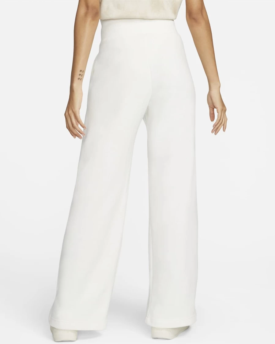 Nike Women's High-Waisted Wide-Leg Sweatpants - Sail/Black - Phoenix Fleece Comfort & Style