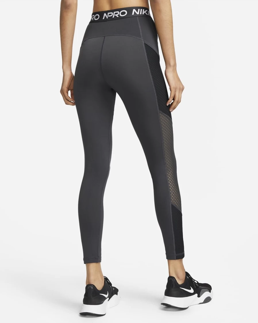 Nike Pro Women's High-Waisted 7/8 Leggings with Pockets - Dark Smoke Grey, Black, White