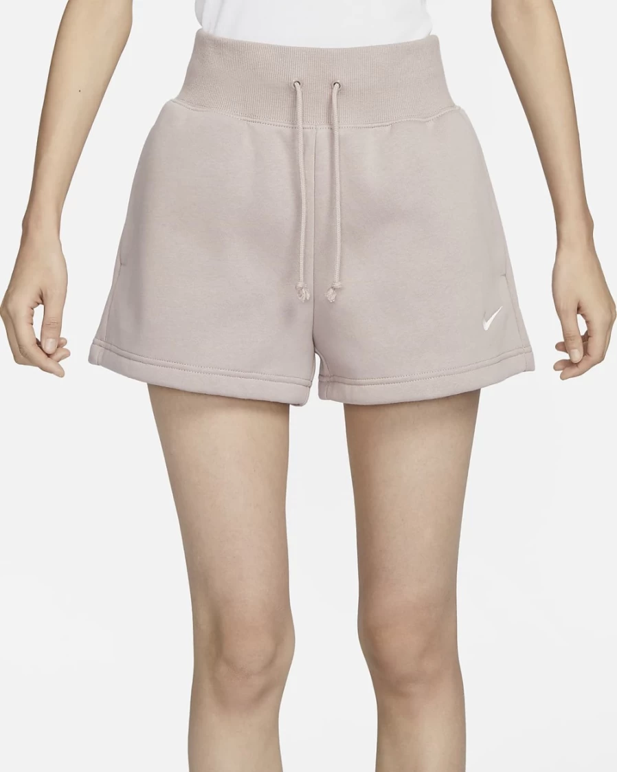 Nike Women's High-Waisted Phoenix Fleece Shorts in Diffused Taupe/Sail - Comfortable Sportswear for Active Lifestyles