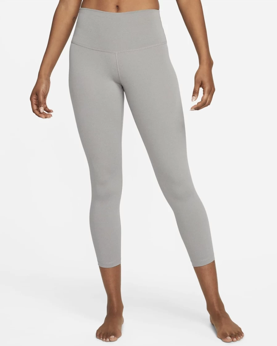 Nike Women's High-Waisted Yoga Leggings - Particle Grey/Heather/Iron Grey Cropped Workout Tights