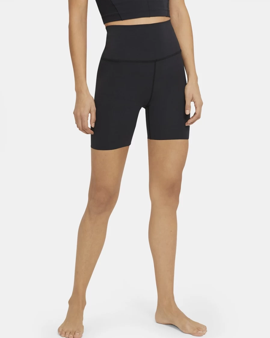 Nike Women's High-Waisted Yoga Shorts in Black & Dark Smoke Grey - Luxe Comfort for Workouts