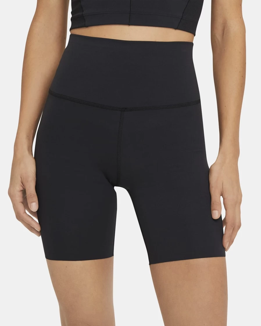 Nike Women's High-Waisted Yoga Shorts in Black & Dark Smoke Grey - Luxe Comfort for Workouts