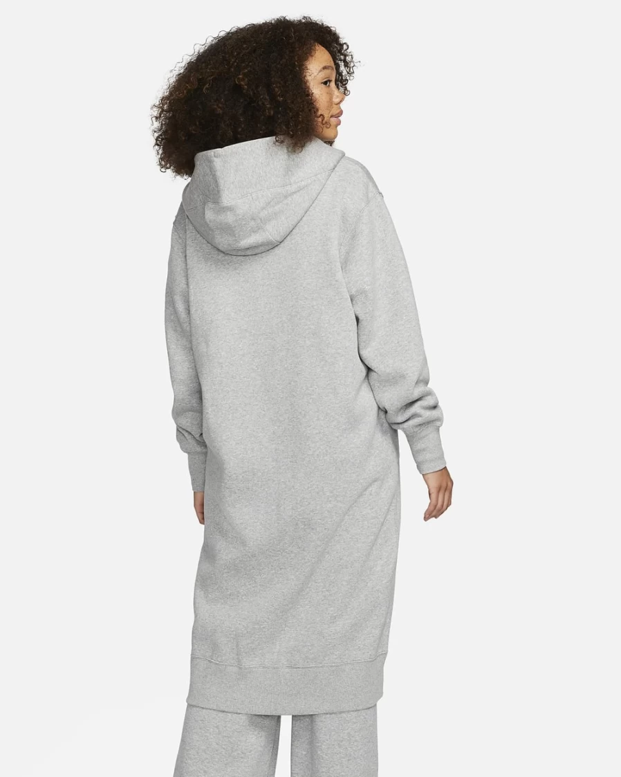 Nike Women's Dark Grey Heather Oversized Full-Zip Hoodie - Phoenix Fleece Pullover Sail