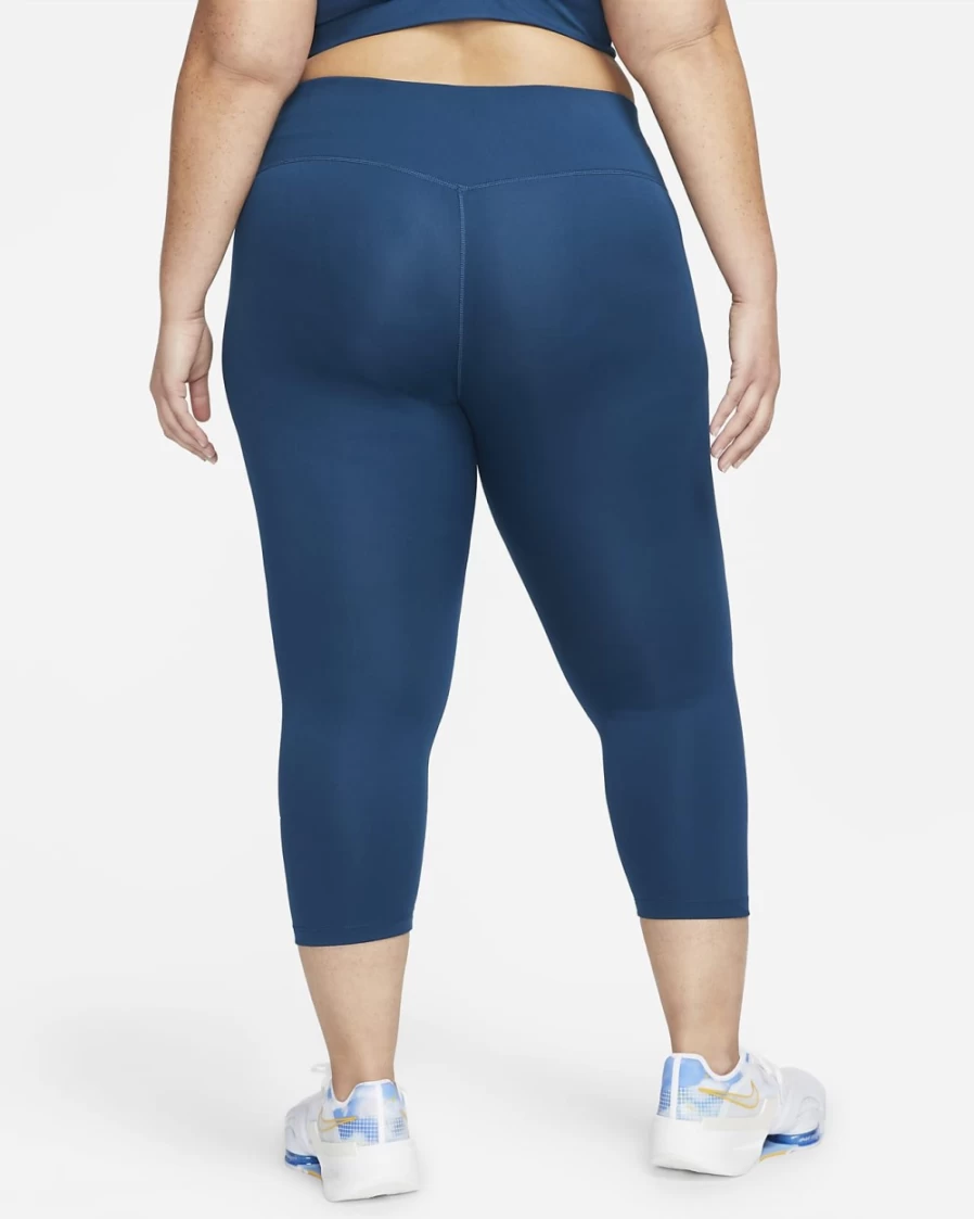 Nike One Women's Mid-Rise Crop Leggings - Plus Size Activewear in Valerian Blue/White