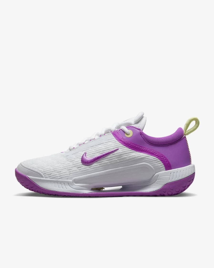 Nike Women's Court Air Zoom NXT Tennis Shoes in White, Citron Tint & Fuchsia Dream