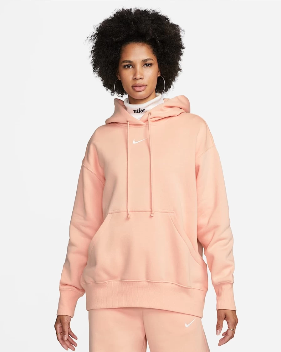 Nike Women's Arctic Orange/Sail Oversized Phoenix Fleece Pullover Hoodie | Sportswear