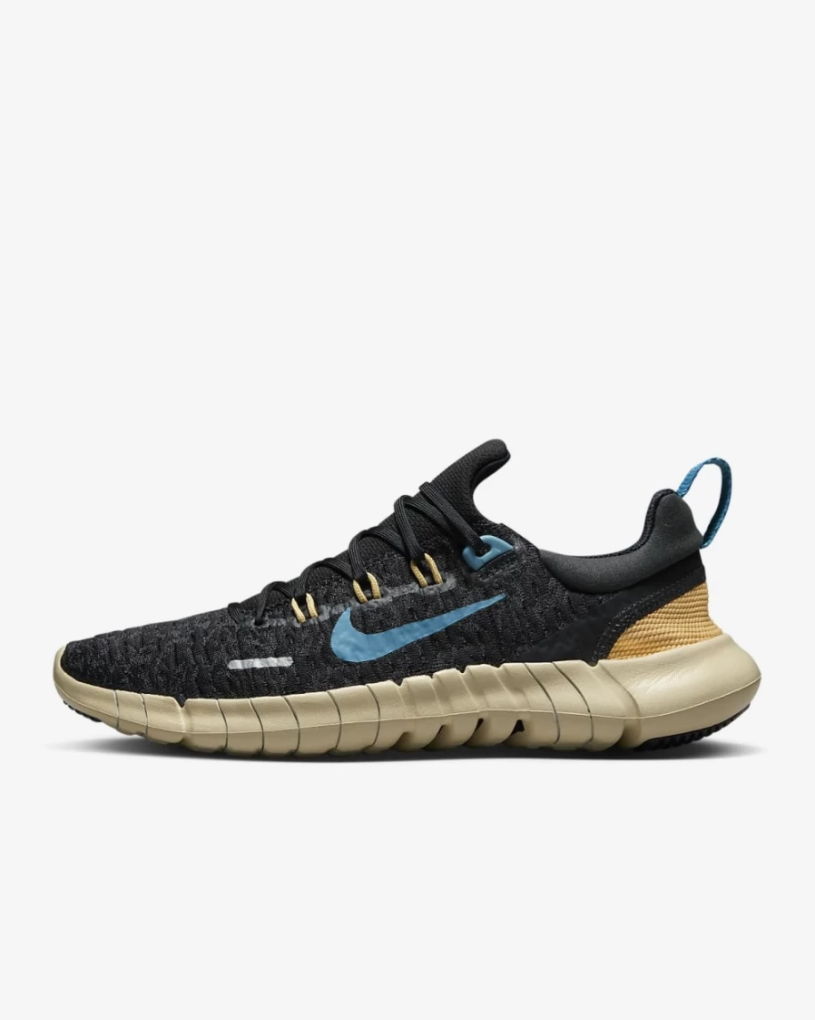 Nike Free Run 5.0 Next Nature Women's Road Running Shoes - Black/Anthracite/Wheat Gold/Noise Aqua