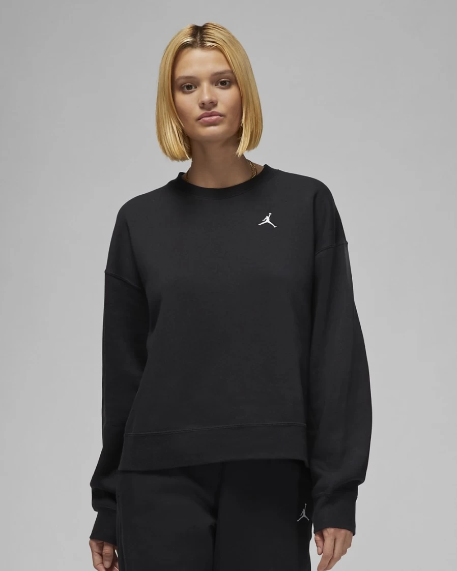 Nike Women's Jordan Brooklyn Fleece Crewneck Sweatshirt - Black/White