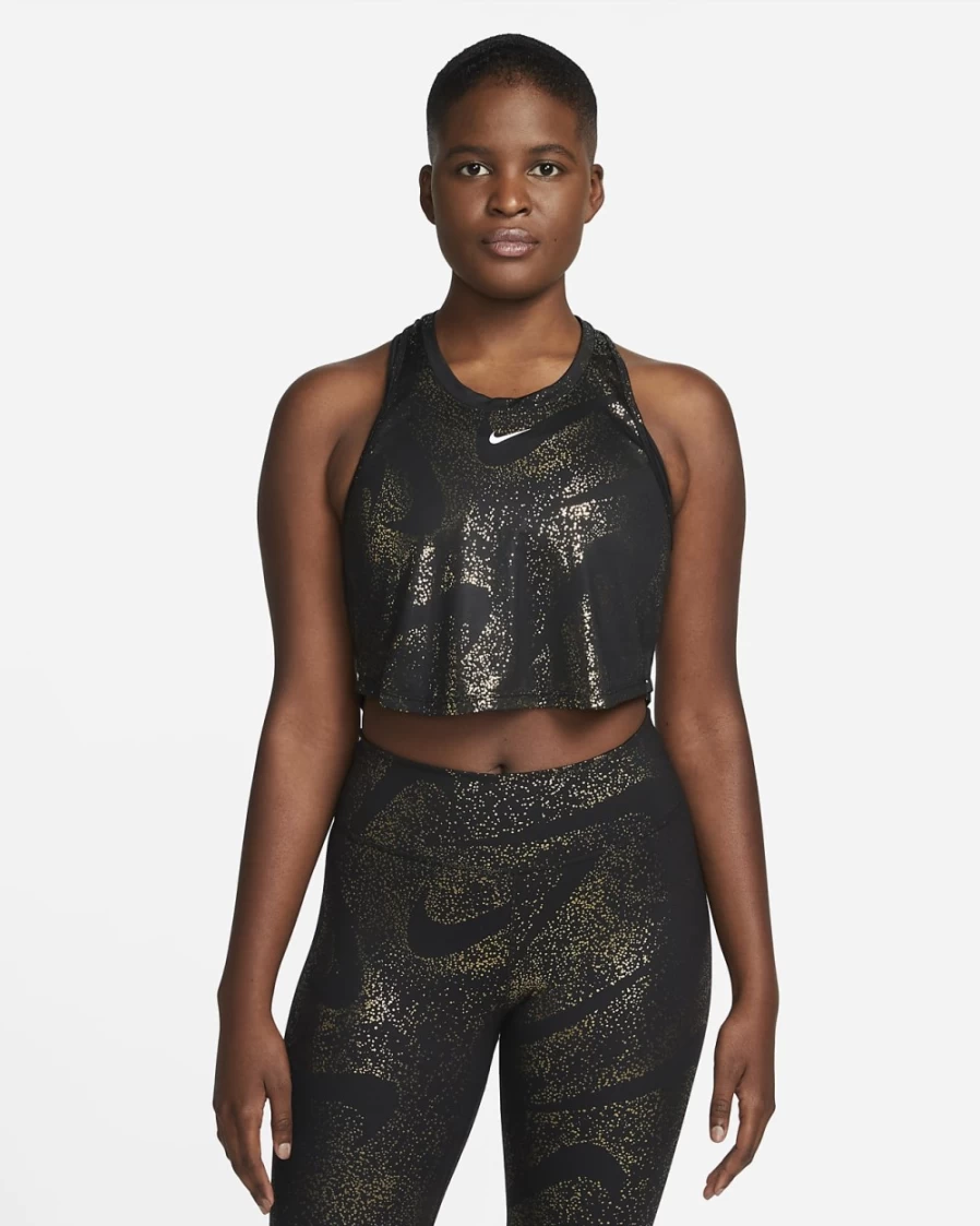 Nike Dri-FIT One Women's Black/White Printed Training Tank Top for Workouts
