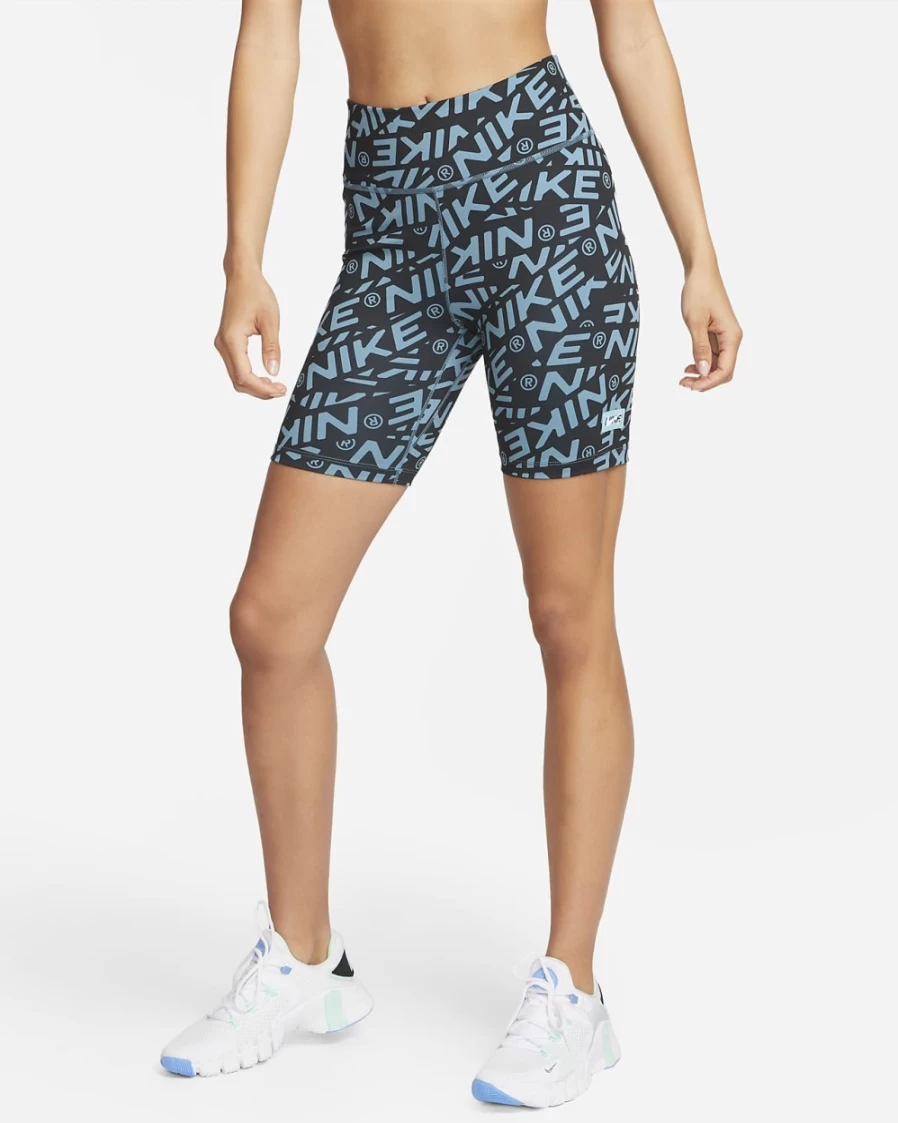 Nike Women's Noise Aqua Mid-Rise 7" Printed Biker Shorts - One Collection