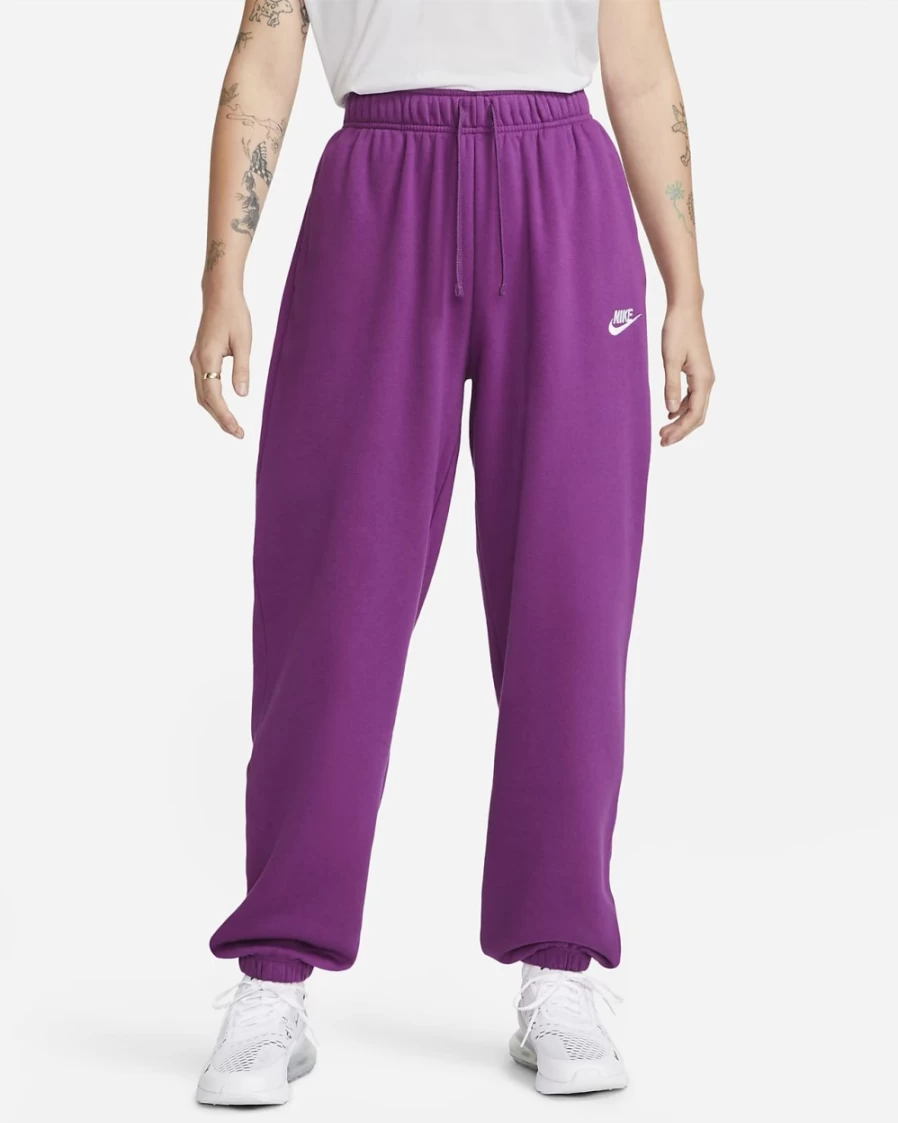 Nike Women's Viotech/White Oversized Club Fleece Sweatpants - Mid-Rise Comfort & Sporty Style