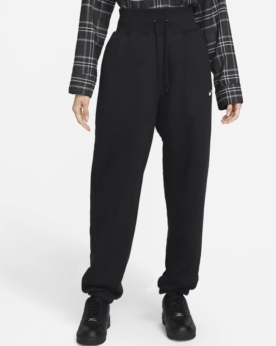 Nike Women's High-Waisted Oversized Sweatpants - Black/Sail Phoenix Fleece Lounge Pants