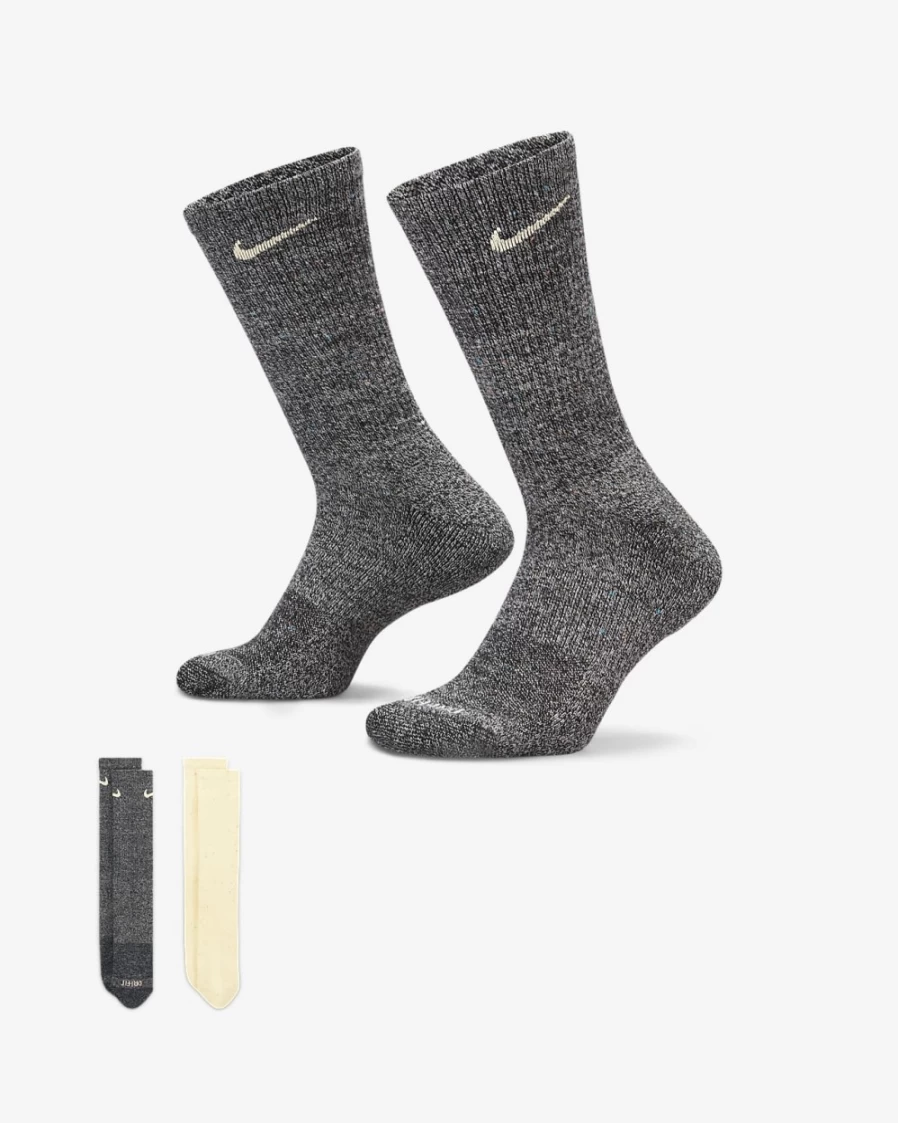 Nike Everyday Plus Multi-Color Cushioned Crew Socks for Men & Women - 2 Pairs Pack