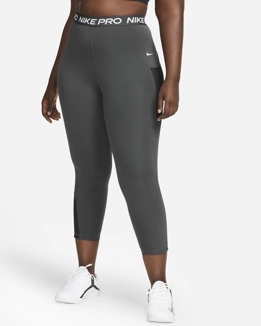 Nike Women's High-Waisted 7/8 Leggings with Pockets - Dark Smoke Grey/Black/White (Plus Size)