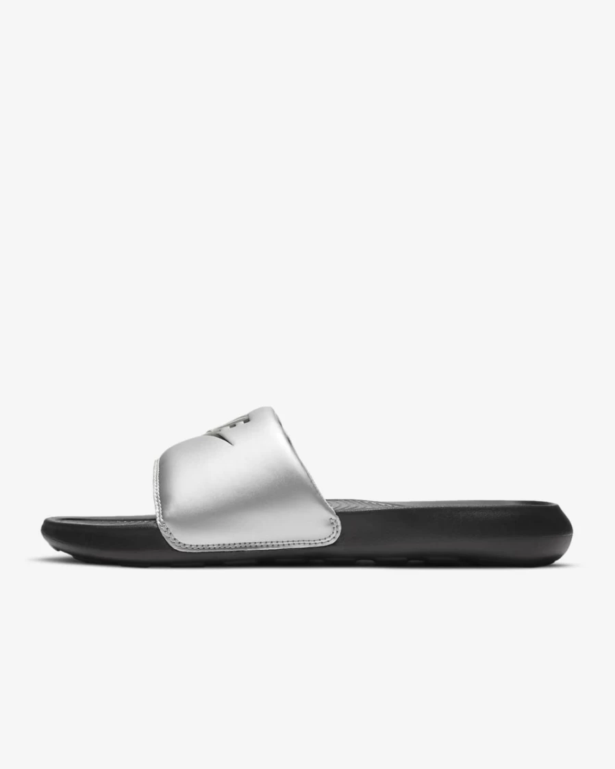 Nike Victori One Women's Slides - Black/Metallic Silver/Black Athletic Sandals for Women