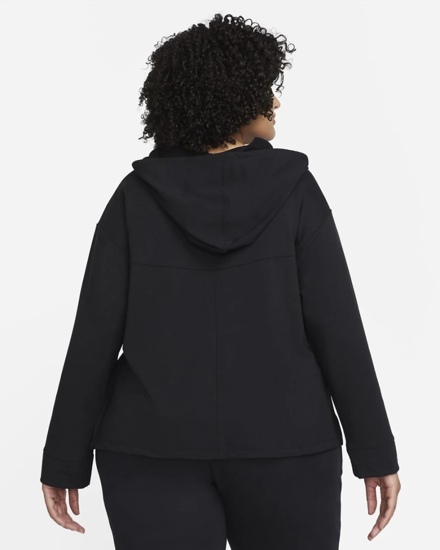 Nike Dri-FIT Women's Plus Size Fleece Hoodie - Black & Iron Grey Yoga Pullover
