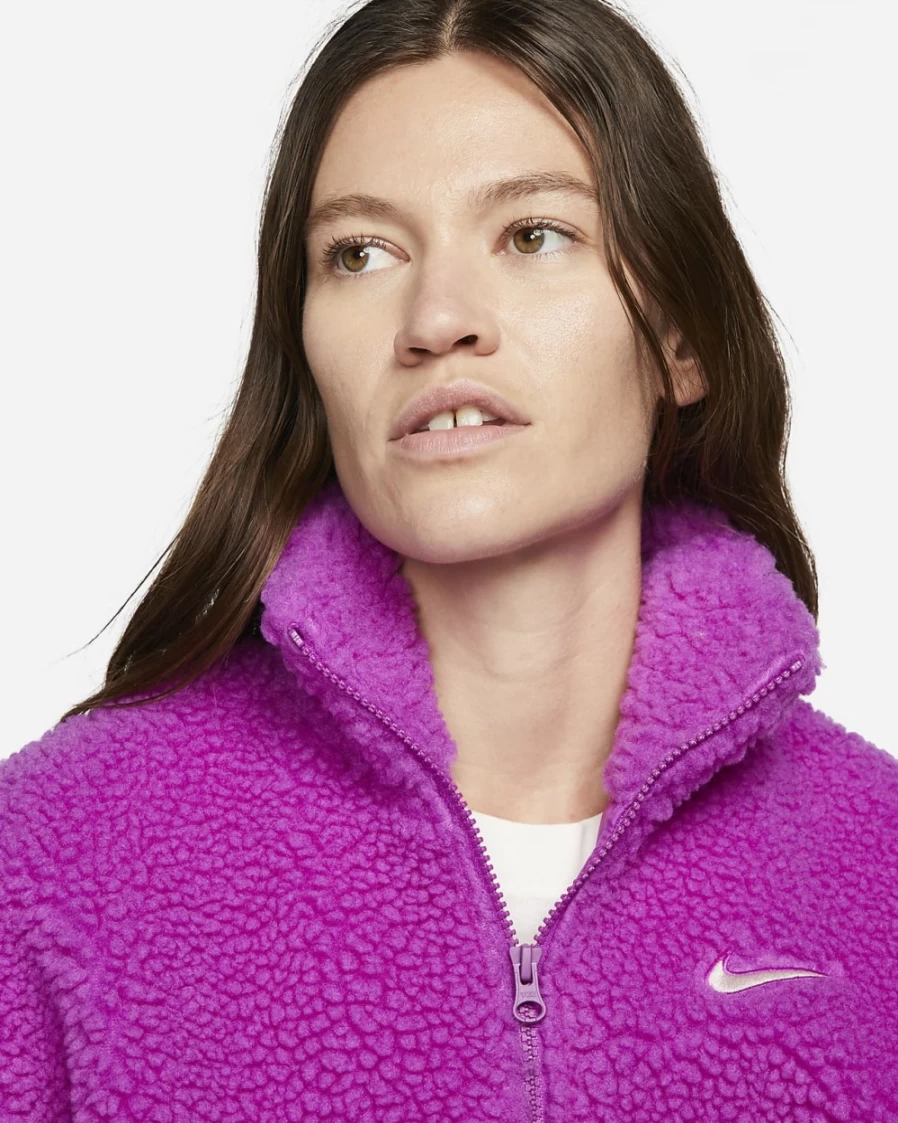 Nike Women's Valerian Blue & Mint Foam Plush Jacket with Swoosh - Sportswear Comfort