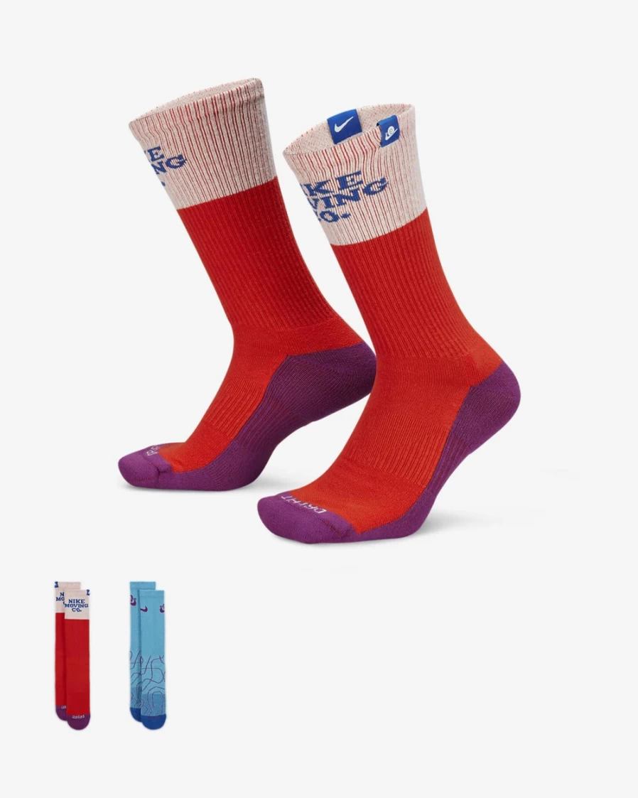 Nike Everyday Plus Cushioned Crew Socks for Men & Women - Multi-Color (2-Pair Pack)