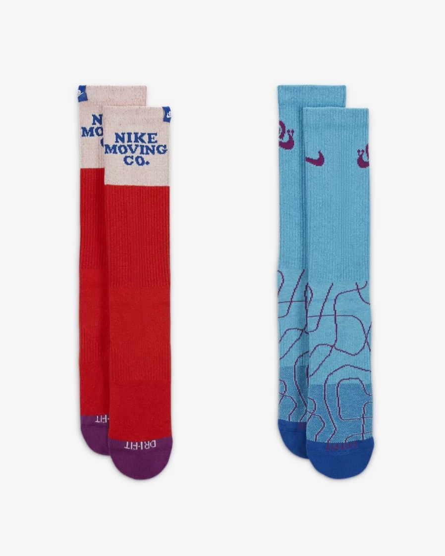 Nike Everyday Plus Cushioned Crew Socks for Men & Women - Multi-Color (2-Pair Pack)