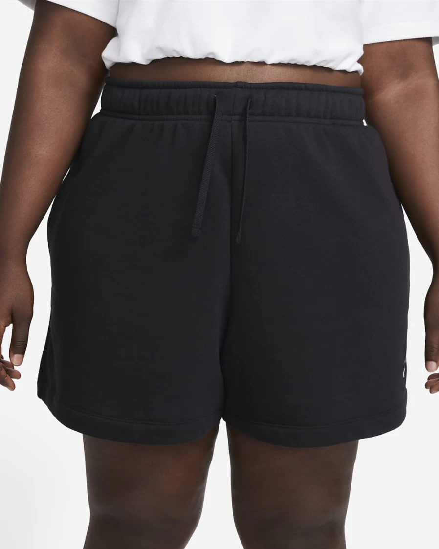 Nike Women's Plus Size Club Fleece Mid-Rise Shorts - Black/White | Sportswear Comfort