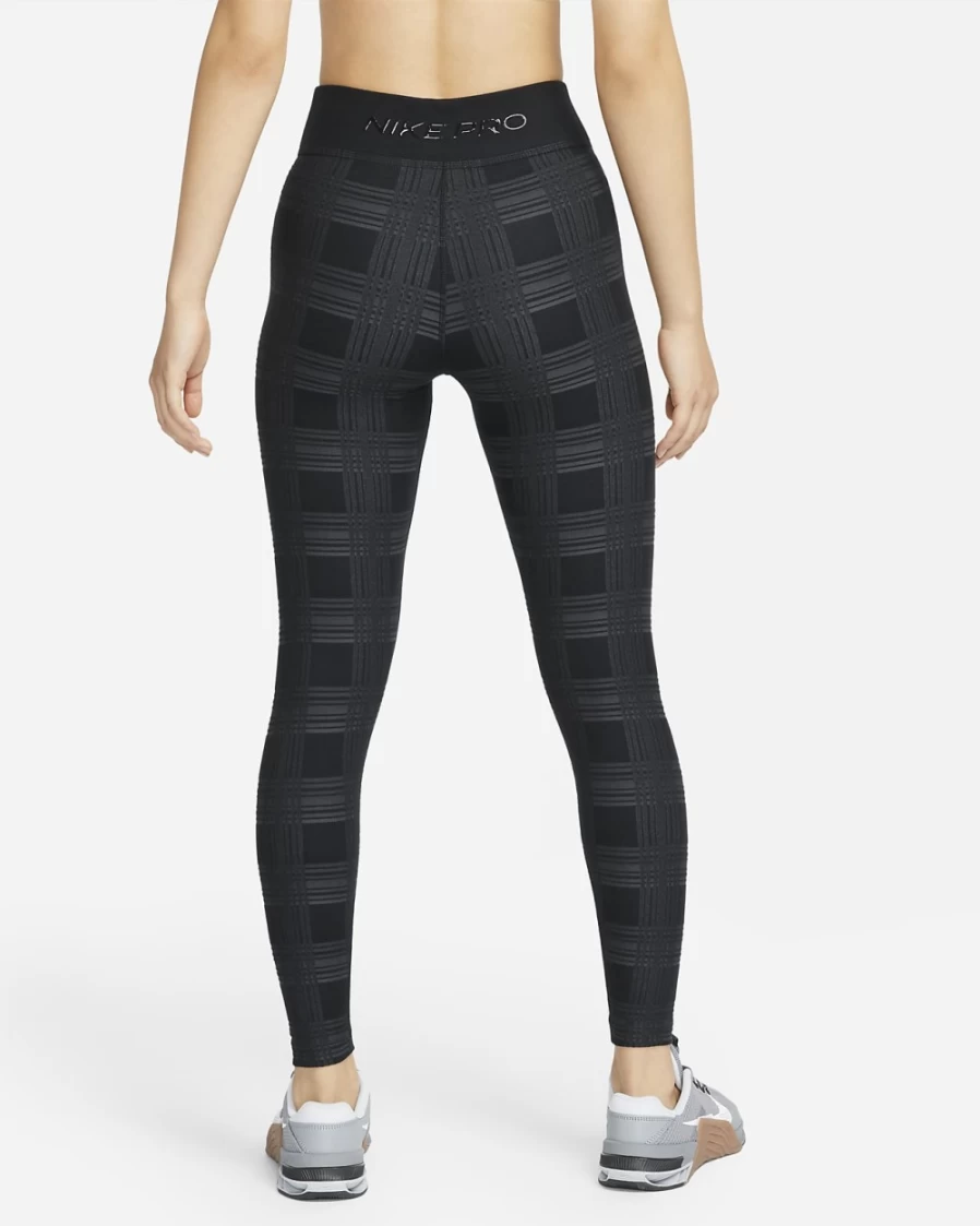 Nike Pro Women's High-Waisted Leggings - Black, Dark Smoke Grey & White - Moisture-Wicking, Breathable Workout Tights
