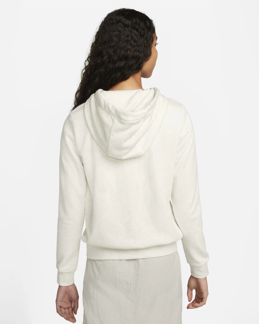 Nike Women's Oatmeal Heather & White Full-Zip Fleece Hoodie - Sportswear Club Collection