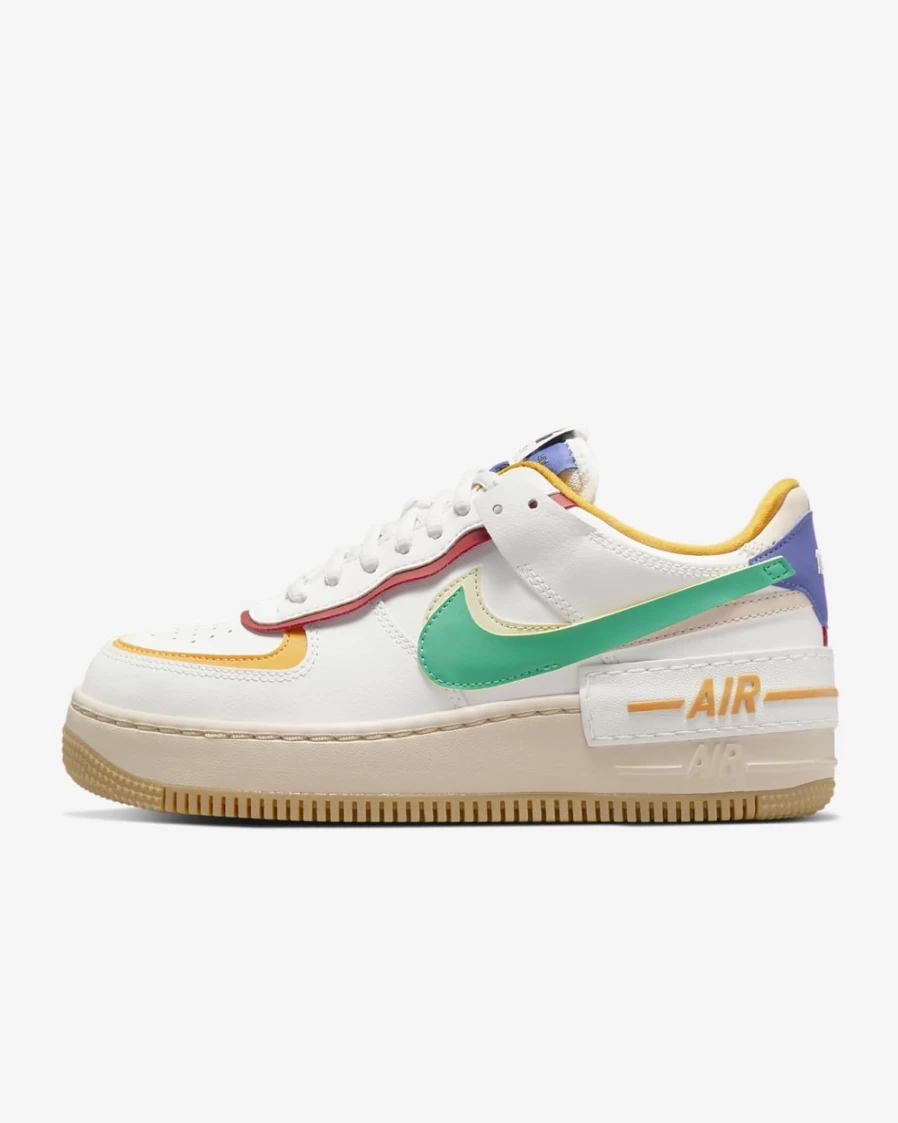 Nike Air Force 1 Shadow Women's Shoes - Summit White, Yellow Ochre, Lapis, Neptune Green