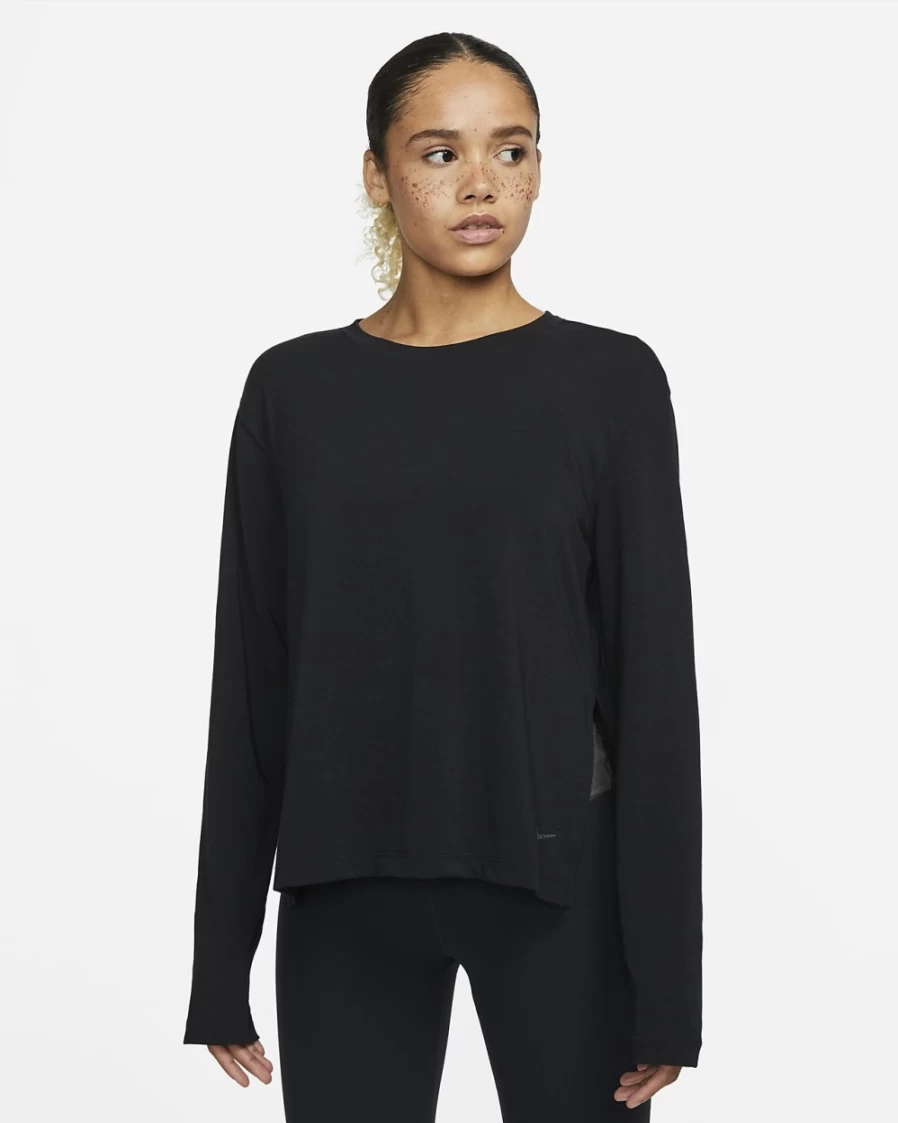 Nike Dri-FIT Women's Long-Sleeve Yoga Top - Black/Iron Grey